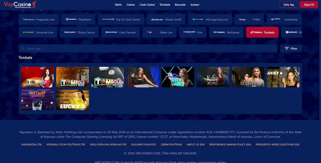 Vaycasino tombala